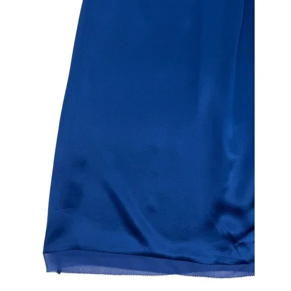 VTG Ann Taylor Royal Blue Silk A-Line Twist Front Mini Dress | 90s Quiet Luxury - Picture 4 of 12